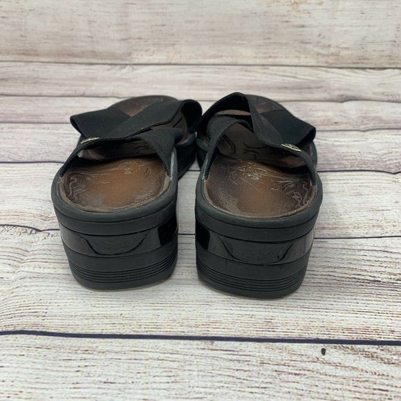 Bzees Desire Women’s 7M Black Elastic Strap Comfort Slip On Slide Wedge Sandals - Picture 3 of 7